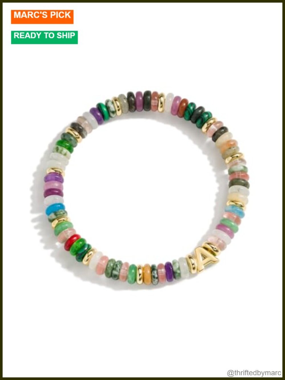 14K Gold Filled Natural Gemstone Beaded Stretch Bracelet for Women Boho Stacking